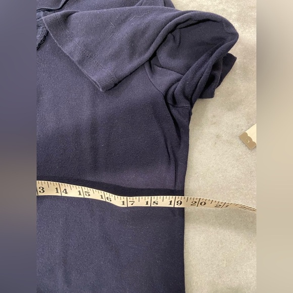 Laura Scott Size LP Navy Blue 3/4 Sleeve V Neck Top Satib Embroidered Trim - Picture 8 of 12